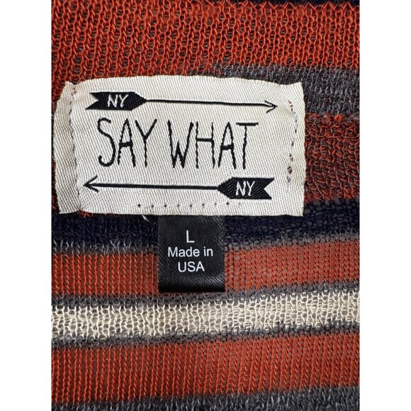 Say What Aztec Southwestern Fringe Cardigan L Boho Western Burnt Orange USA Fall - Picture 3 of 6